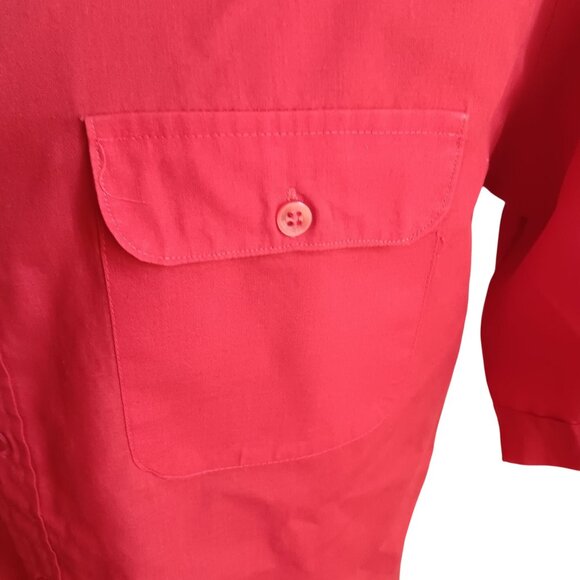 Vintage Men's Tall Large Shirt 1970s Sears Ruby Red Groovy Businessman - Picture 5 of 5